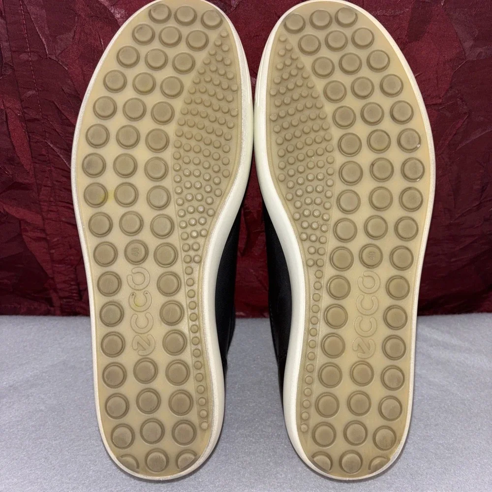 ECCO Soft 7 Black Leather Comfort Walking Sneakers Casual Shoes Womens Size 9 EC